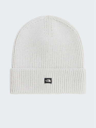 THE NORTH FACE-Berretto in Maglia con Mini Logo Frontale Bianco-TRYME Shop
