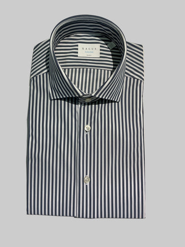 XACUS-Camicia Active Shirt in Twill Oxford Righe Blu-TRYME Shop