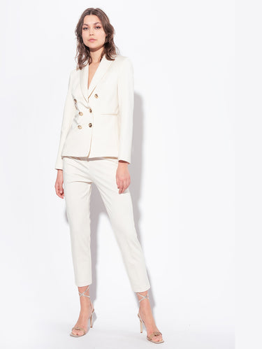 Wit dubbelgeknoopt blazer met sierknopen