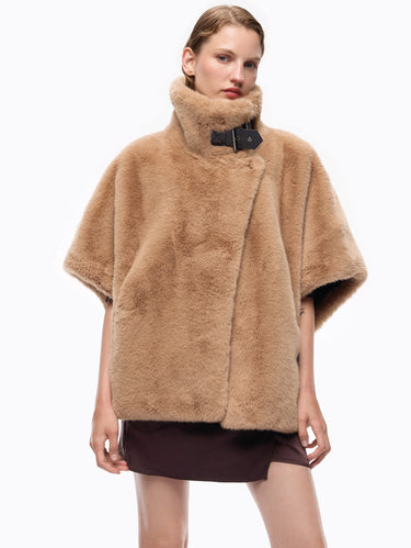PINKO-Cappa in Ecofur Aspen con Collo Alto Toupe-TRYME Shop