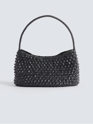 DRAGON DIFFUSION-Borsa a Spalla in Pelle Intrecciata Basil Cactus Nero-TRYME Shop