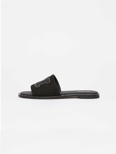 MAX MARA MM-Sandalo Flat con Logo Monogram Nero-TRYME Shop