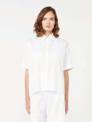 MAX MARA MM-Camicia Oversize Maniche Corte Bianco Ottico-TRYME Shop