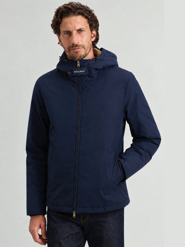 WOOLRICH-Giaccone Microfibra Mountain Cloth Blu-TRYME Shop