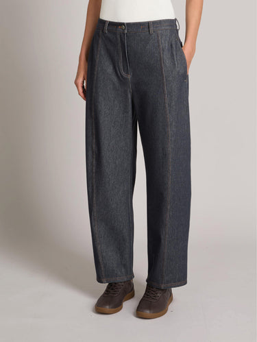 MAX MARA MM-Pantaloni Barrel Leg Denim Blu-TRYME Shop