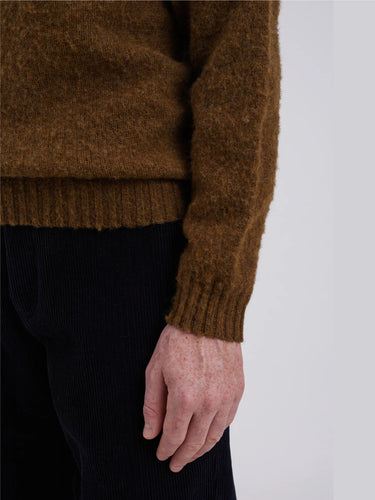 Birnir Olive Scottish Wool Crewneck Sweater