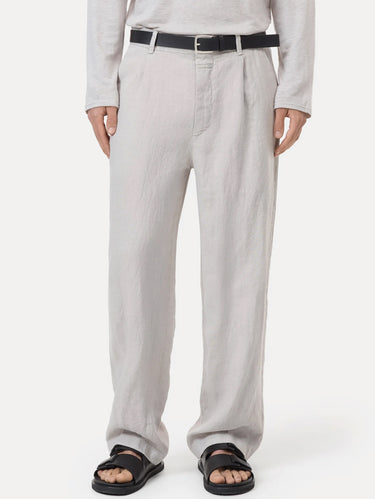 CLOSED-Pantaloni in Lino Gamba Ampia Fango-TRYME Shop