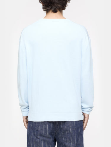 Sky Blue Ribbed Crew Neck Sweater