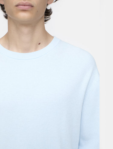 Sky Blue Ribbed Crew Neck Sweater