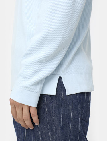 Sky Blue Ribbed Crew Neck Sweater