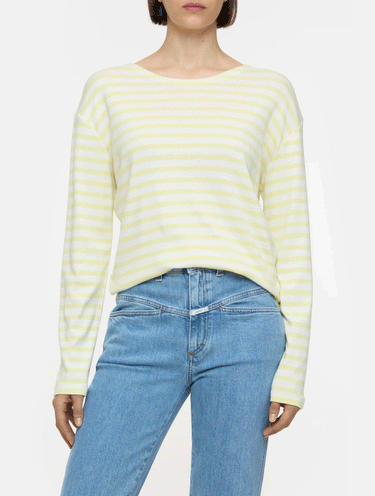CLOSED-T-shirt Girocollo a Righe Giallo-TRYME Shop