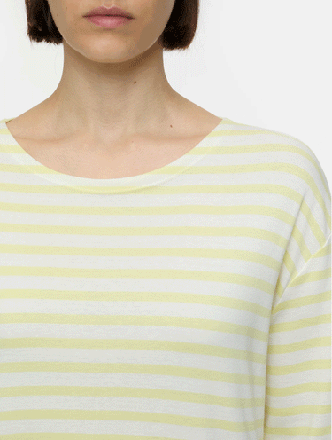 Rundhals-T-Shirt mit gelben Streifen