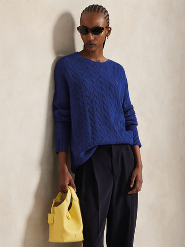 RALPH LAUREN-Maglia a Trecce Relaxed Fit Cobalto-TRYME Shop