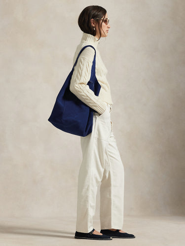Cream Half-Zip Cable-Knit Wool Sweater