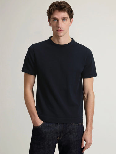 WOOLRICH-T-shirt in Maglia di Cotone Blu-TRYME Shop