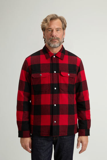 WOOLRICH-Giacca a Camicia Quadri in misto Lana Imbottita Rossa-TRYME Shop