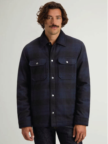 WOOLRICH-Giacca a Camicia Quadri in misto Lana Imbottita Blu-TRYME Shop