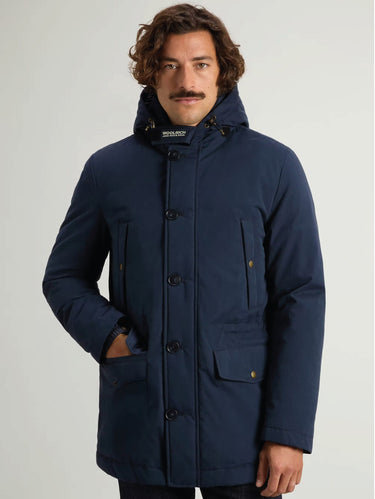 WOOLRICH-Parka in Microfibra Mountain Cloth Blu-TRYME Shop