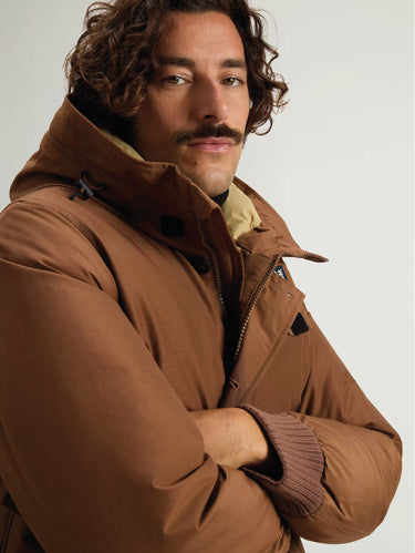 Kurzer Bomber-Parka aus Ramar-Stoff in Bisonte