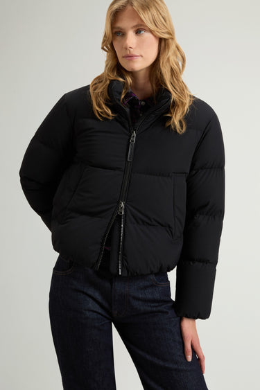 WOOLRICH-Piumino Corto con Cappuccio Rimovibile Madison Nero-TRYME Shop