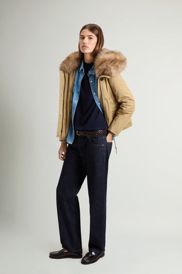 Bomberjacke mit Kapuze aus Best Cotton in Khaki