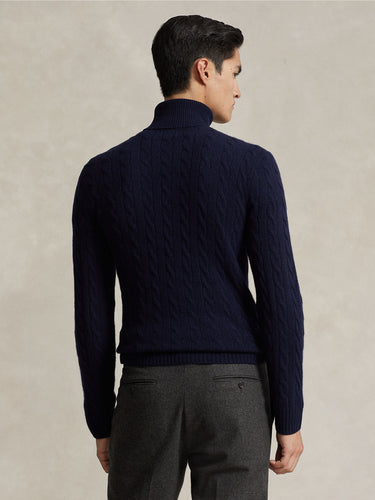 Maglia Collo Alto a Trecce Blu Navy