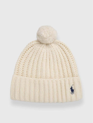 RALPH LAUREN-Cappello con Pompon e Ricamo Pony Crema-TRYME Shop
