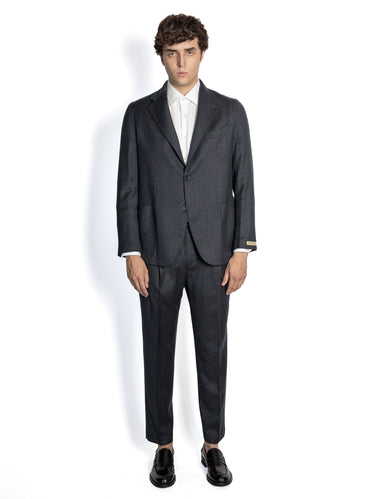 BRIGLIA 1949-Completo Informale in Flanella di Lana Grigio Antracite-TRYME Shop