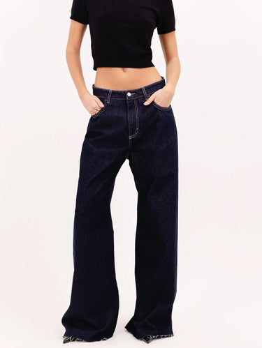 ICON DENIM-Jeans Debby Wide Leg con Vita Media Blu-TRYME Shop