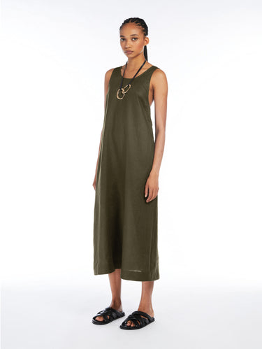 Longuette-Kleid aus Leinen Douglas Dunkelgrün