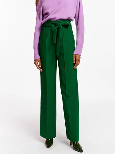 ESSENTIEL ANTWERP-Pantaloni Gamba Dritta con Cintura Verde-TRYME Shop