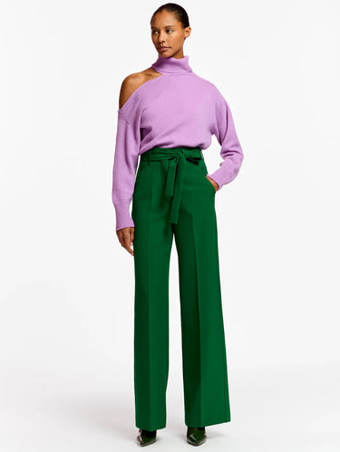Rechte broek met riem Groen
