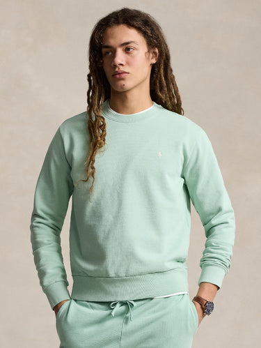 RALPH LAUREN-Felpa Girocollo in Cotone Loopback Blu-TRYME Shop