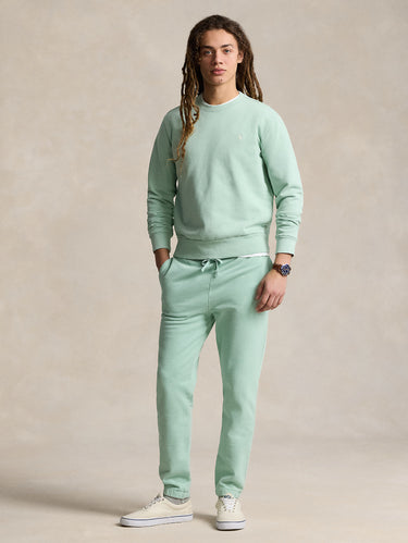 Blauer Rundhals-Pullover aus Baumwoll-Loopback