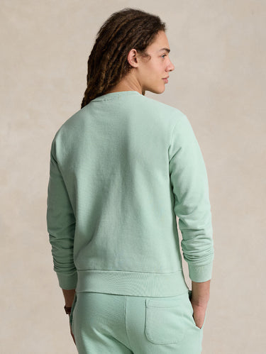 Blauer Rundhals-Pullover aus Baumwoll-Loopback