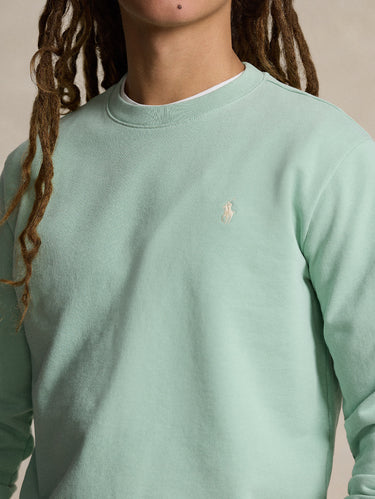 Blauer Rundhals-Pullover aus Baumwoll-Loopback