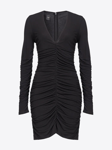 PINKO-Abito Mini Aderente con Arricciature Nero-TRYME Shop