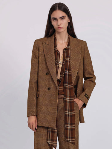 ERMANNO FIRENZE-Blazer Doppiopetto in Principe di Galles Cammello/Moro-TRYME Shop