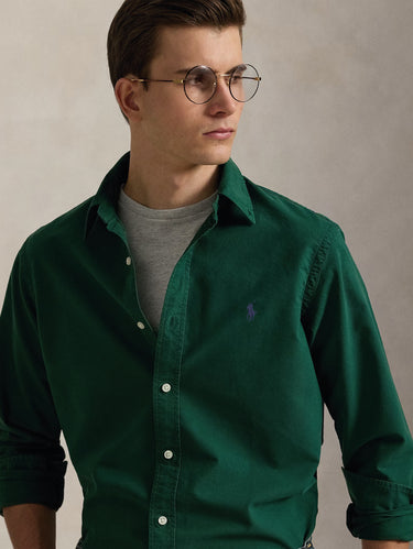 Oxford Overhemd Custom Fit Geverfd in de Massa Groen