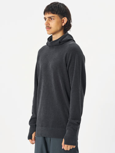 Maglia Tecnica con Cappuccio in Pile Senza Cuciture Grigio