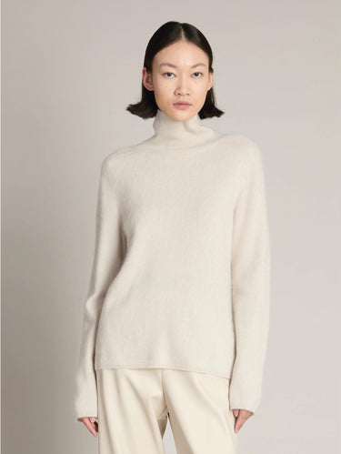 MAX MARA MM-Maglione Dolcevita in Cashmere Spazzolato Sabbia-TRYME Shop