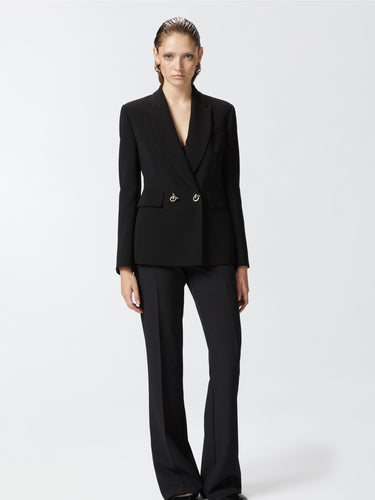 Dubbelgeknoopte Blazer in Technisch Cady Zwart