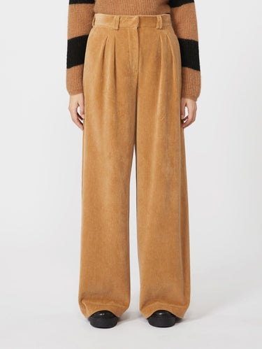 MAX MARA MM-Pantaloni Ampi in Velluto a Coste Cammello-TRYME Shop