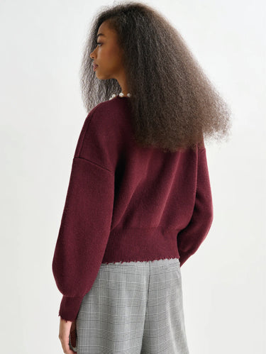 Bordeaux Beaded Knit Cardigan
