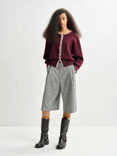 Bordeaux Beaded Knit Cardigan
