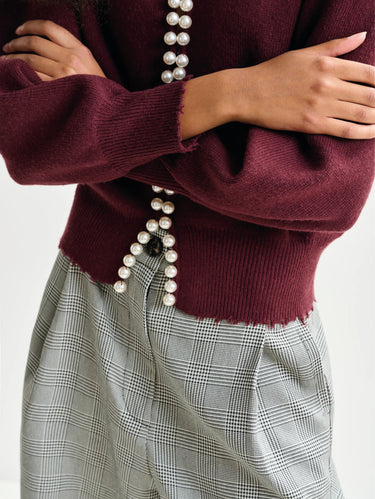 Bordeaux Beaded Knit Cardigan