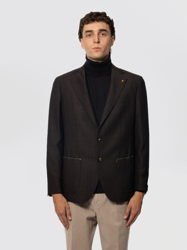 LATORRE-Giacca Spinata in Lana Marrone-TRYME Shop