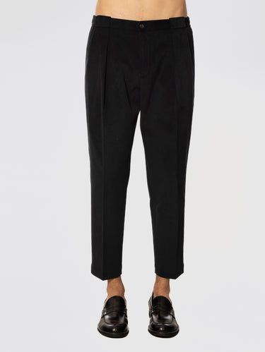 BRIGLIA 1949-Pantaloni in Drill di Cotone con Pinces Nero-TRYME Shop