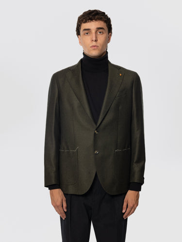 LATORRE-Giacca Spinata in Lana Verde-TRYME Shop