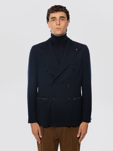 LATORRE-Giacca Doppio Petto in Punto Milano Blu-TRYME Shop